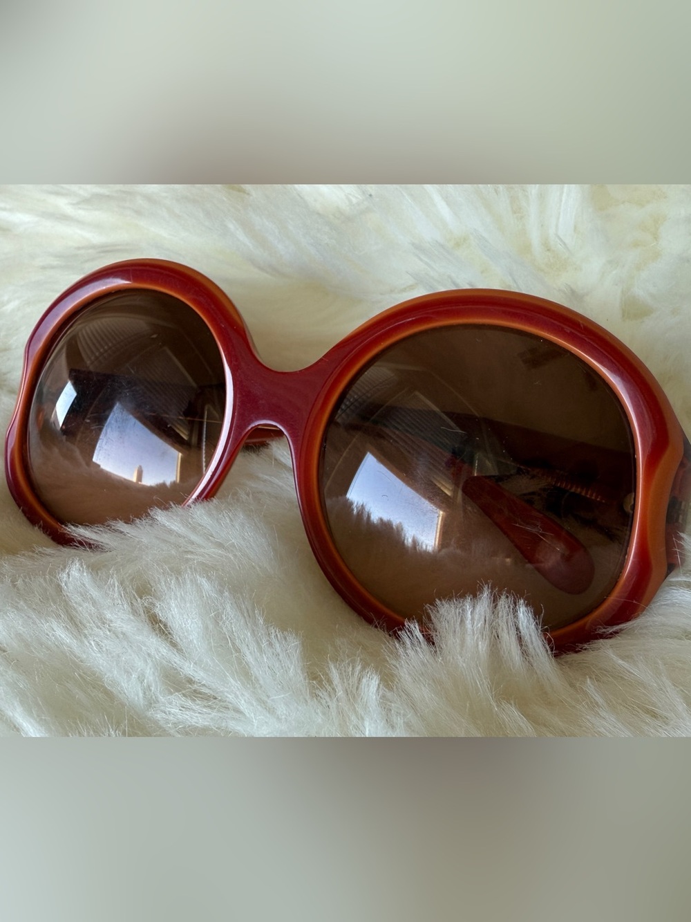 Marni MA236 Oversized Round Sunglasses Orange Italy Mod 70s Designer